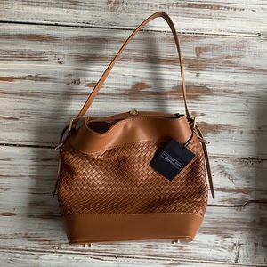 Valentina Fiore Women's Woven Italian Leather Bucket Handbag